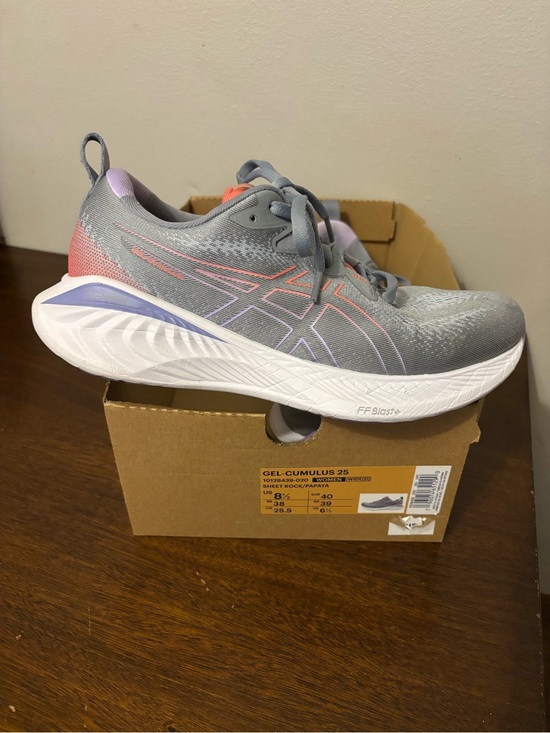 Asics Shoes - Asics Women's Gel Cumulus 25 Gray Running Shoes with Pink and Purple Accents